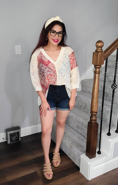 Lace & In Love Top- Red/White