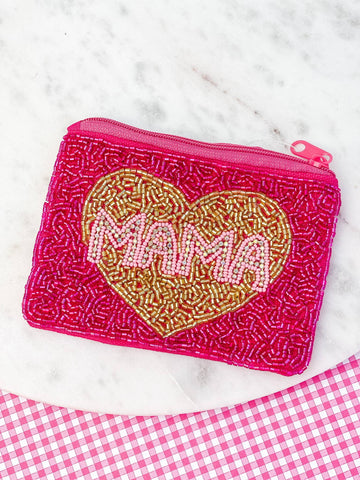 'Mama' Beaded Zip Pouch