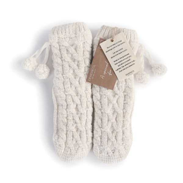 Dreaming Of You Chenille Sock Slippers -Cream