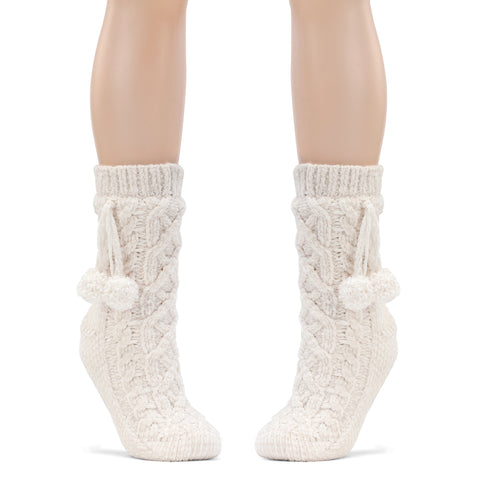 Dreaming Of You Chenille Sock Slippers -Cream