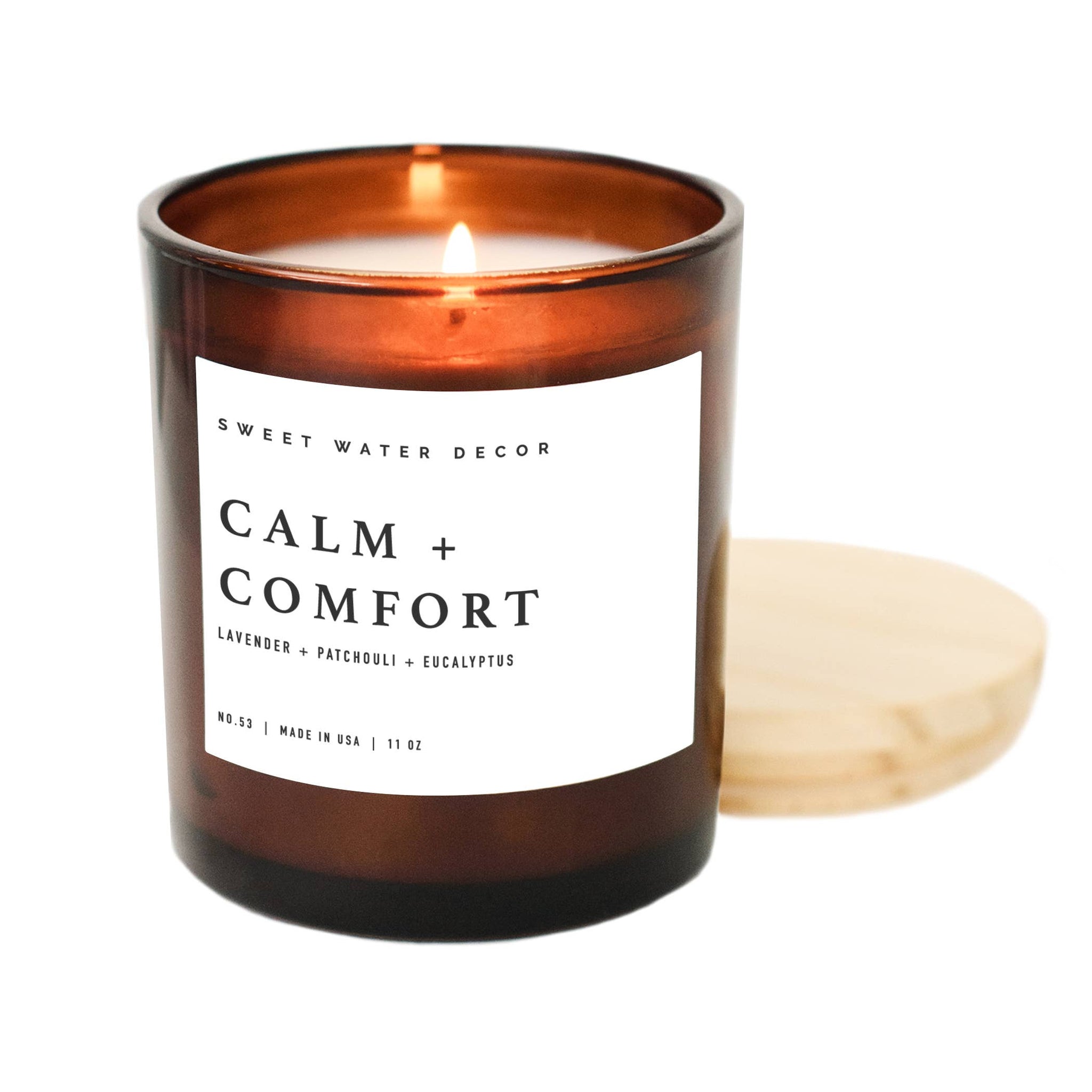 Calm and Comfort Soy Candle - Amber Jar - 11 oz