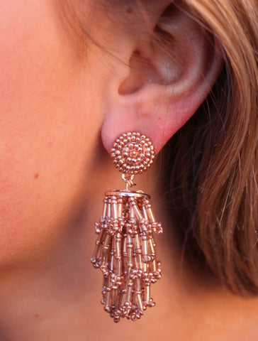 An Elegant Affair Beaded Drop Tassel Earrings