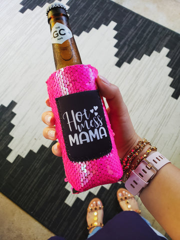 Hot Mess Mama Slim Can And Bottle Koozie