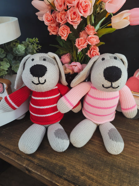 Handmade Valentine Puppy Dog- Pink Sweater