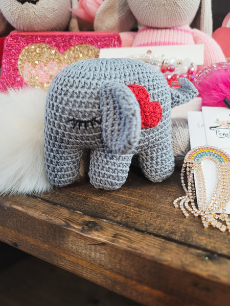 Handmade Crochet Elephant- Red Heart