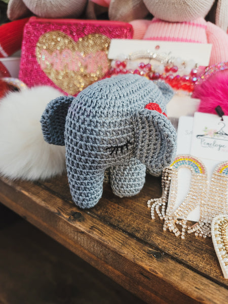Handmade Crochet Elephant- Red Heart
