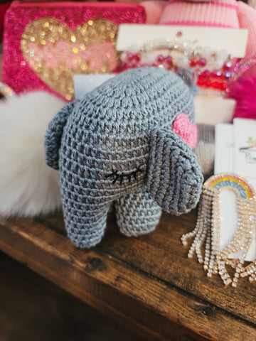Handmade Crochet Elephant- Pink Heart