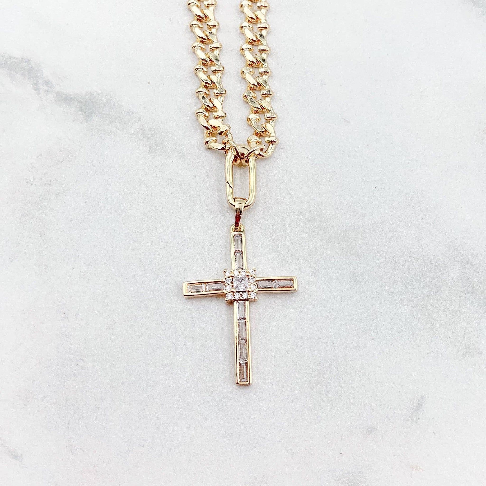 TJ Elegant Cross Gold Necklace