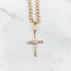 TJ Elegant Cross Gold Necklace