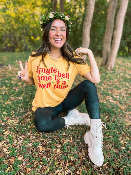 Jingle Bell Time Is A Swell Time Distressed Tee