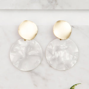 Search Is Over Pearl White Acrylic Earrings