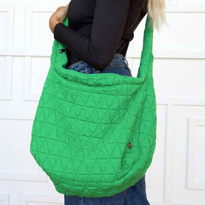 Gracie Quilted Hobo Bag-Kelly Green