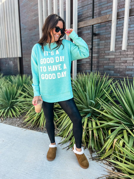 It's a Good Day Teal Tunic Sweater