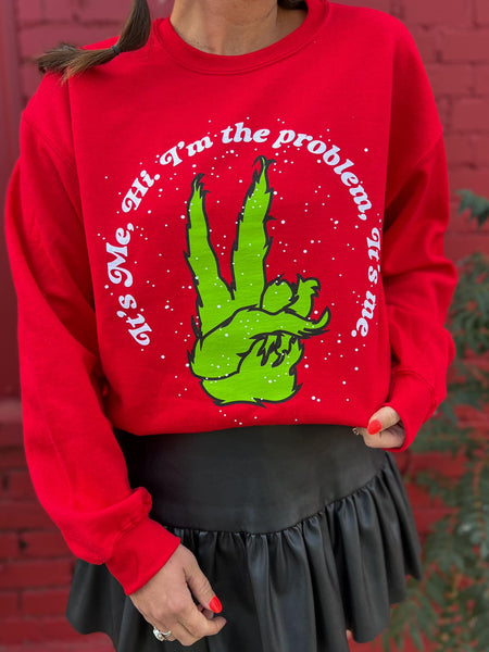 I'm The Problem Grinch Sweatshirt-Christmas Red