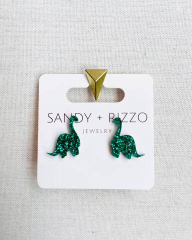 Green Dino Stud Earrings