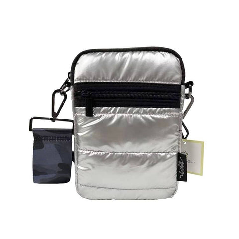 The Jordyn Puffer Camera Bag in Silver Metallic