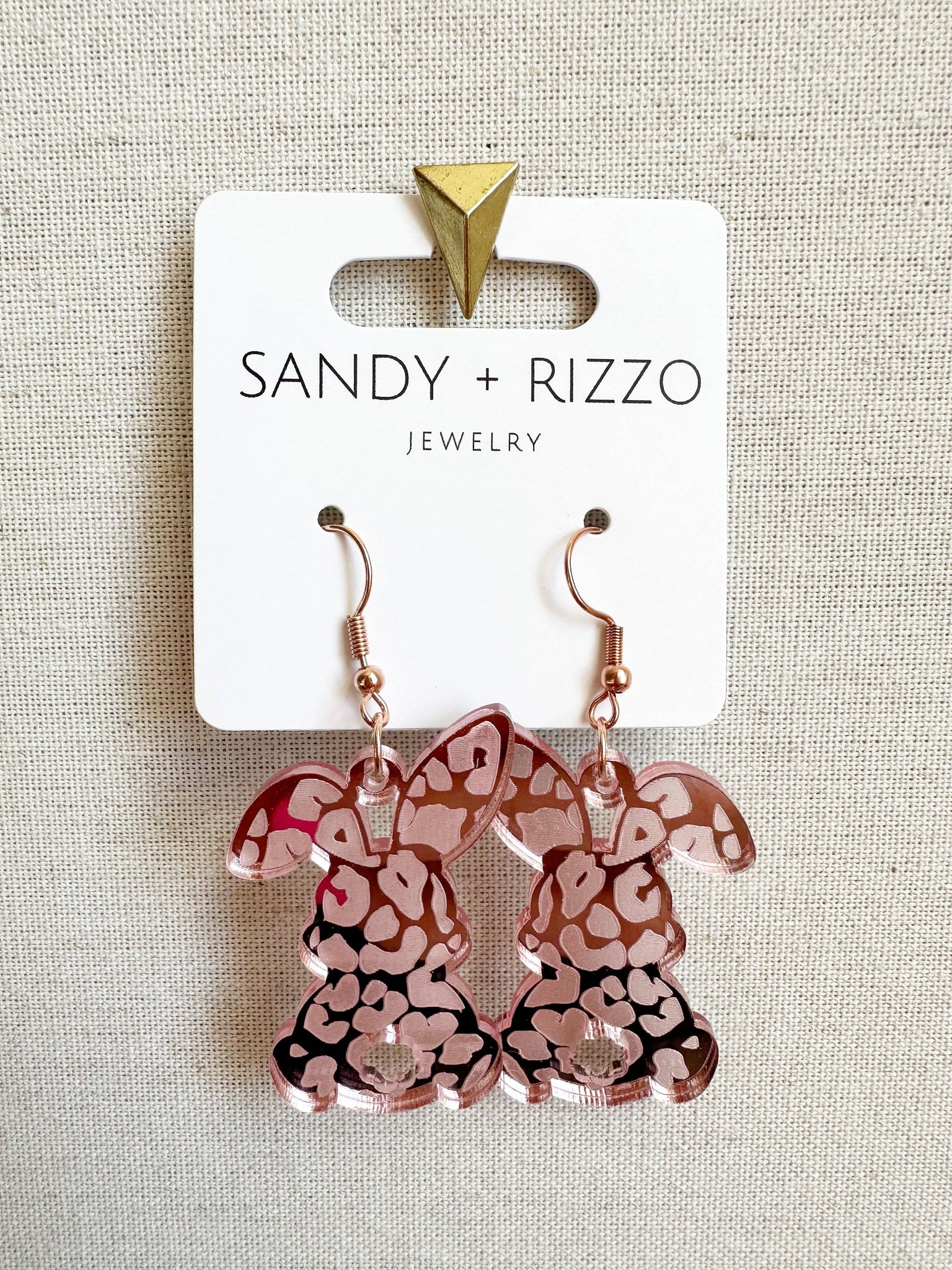 Rose Gold Leopard Bunny Earrings