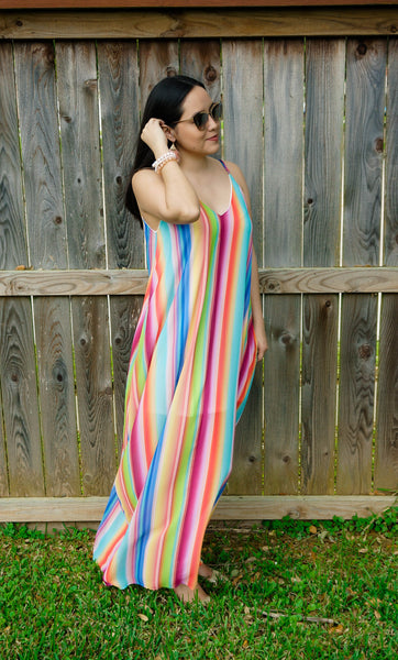 Diva in Wonderland Rainbow Multi Striped Maxi