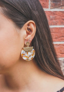 Sunset Isle Worn Gold and Multi Colored Resin Earring