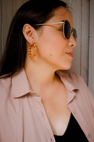 Casually Chic Wooden Hoop Earrings-Honey Brown