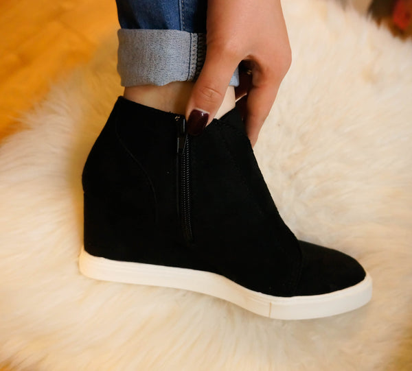 "The Layla" Faux Suede Wedge Sneakers
