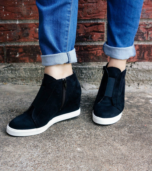 "The Layla" Faux Suede Wedge Sneakers