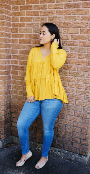 Need To Know Bumblebee Yellow Babydoll Top