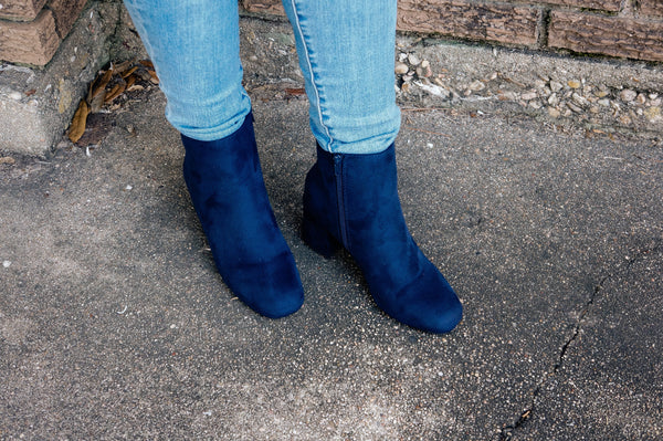 Must Be Famous Navy Blue Booties