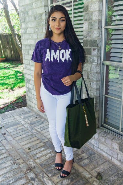 AMOK Mineral Wash Halloween Tee- Purple