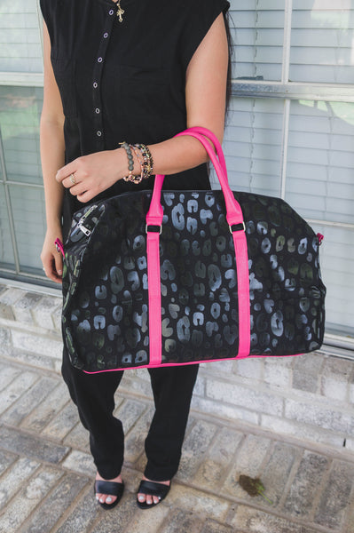 Tori Travel Duffel Bag- Black Leopard