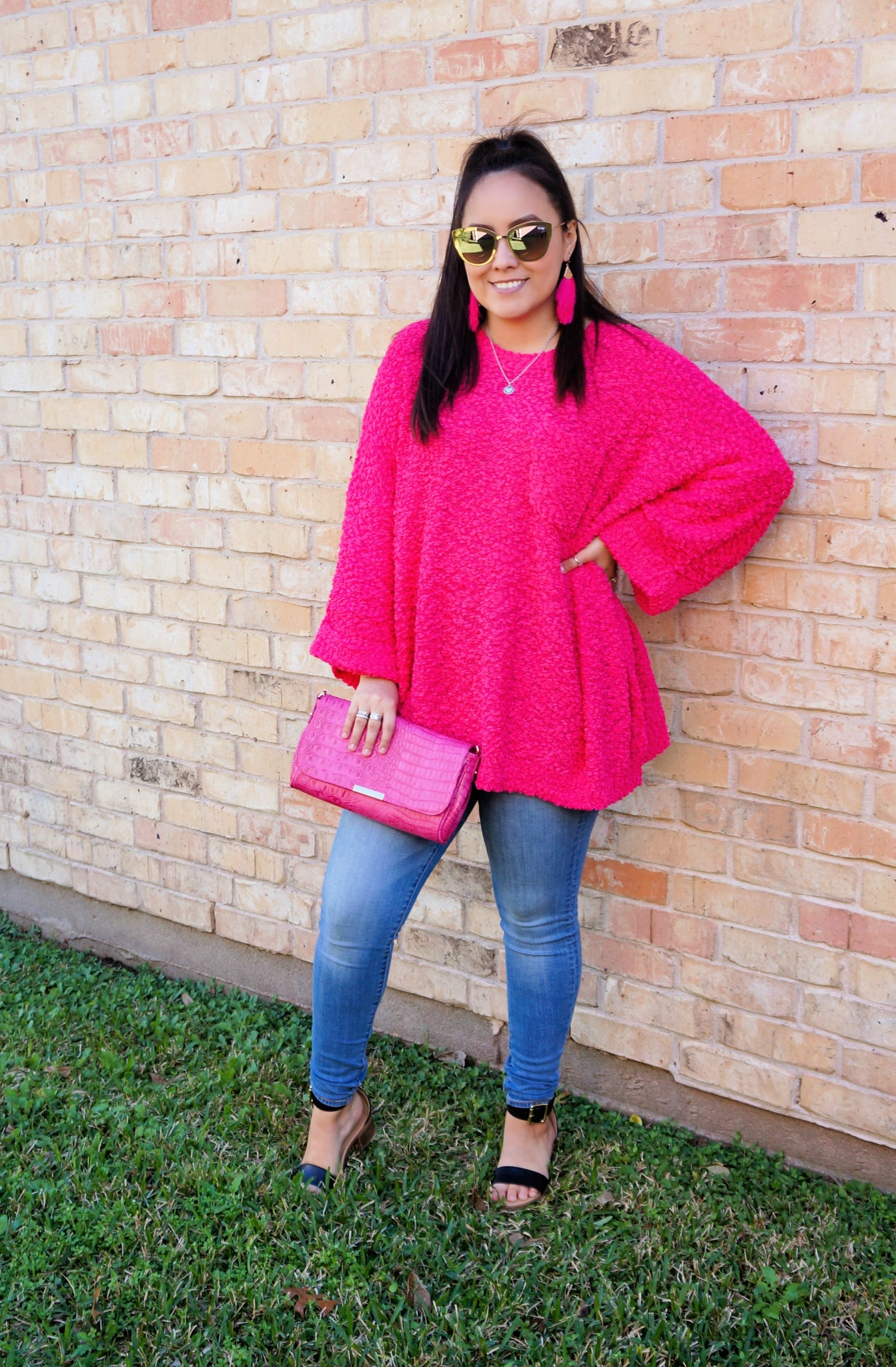 Pretty In Pink Popcorn Knit Sweater