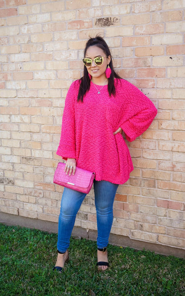Pretty In Pink Popcorn Knit Sweater