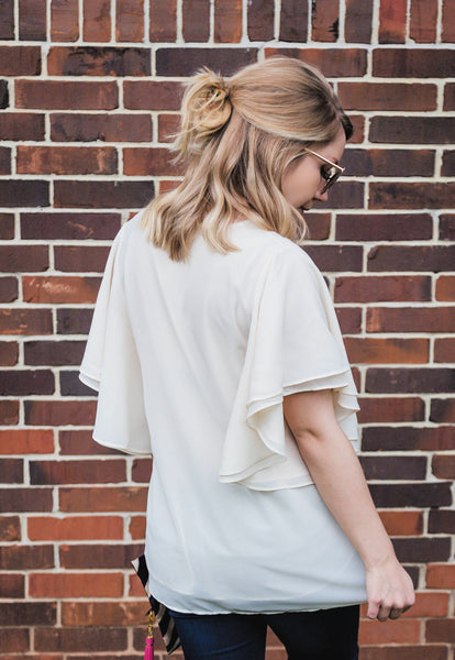 Dinner For Two Chiffon Shift Top- Off White