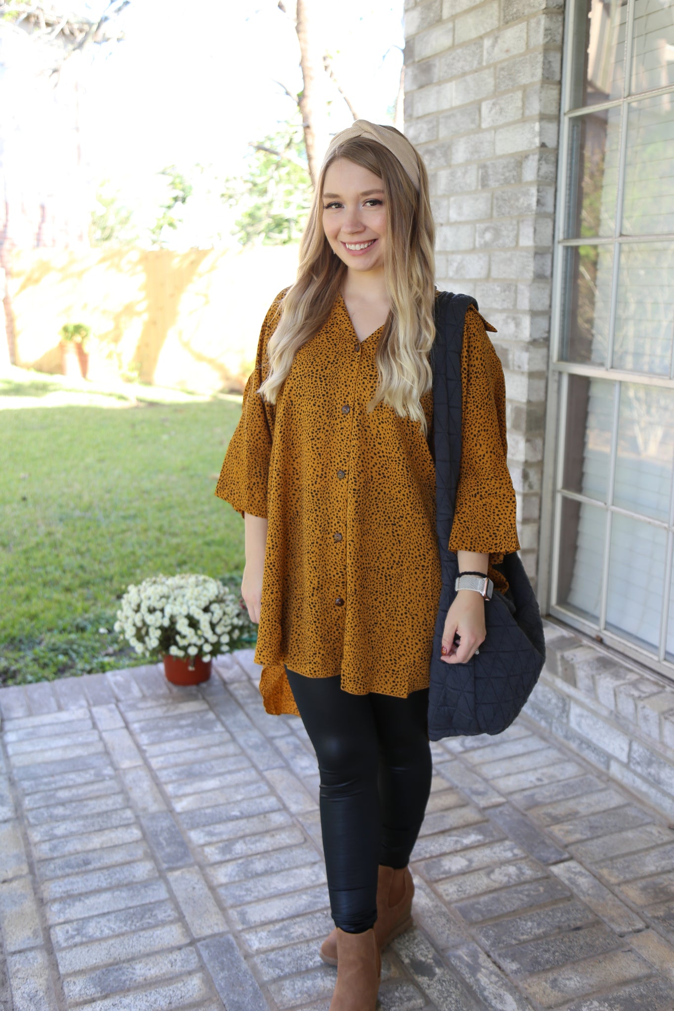Lady Leopard Button Down Oversized Tunic