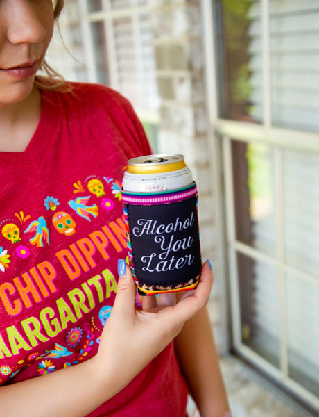 Alcohol You Later Leopard Serape Koozie