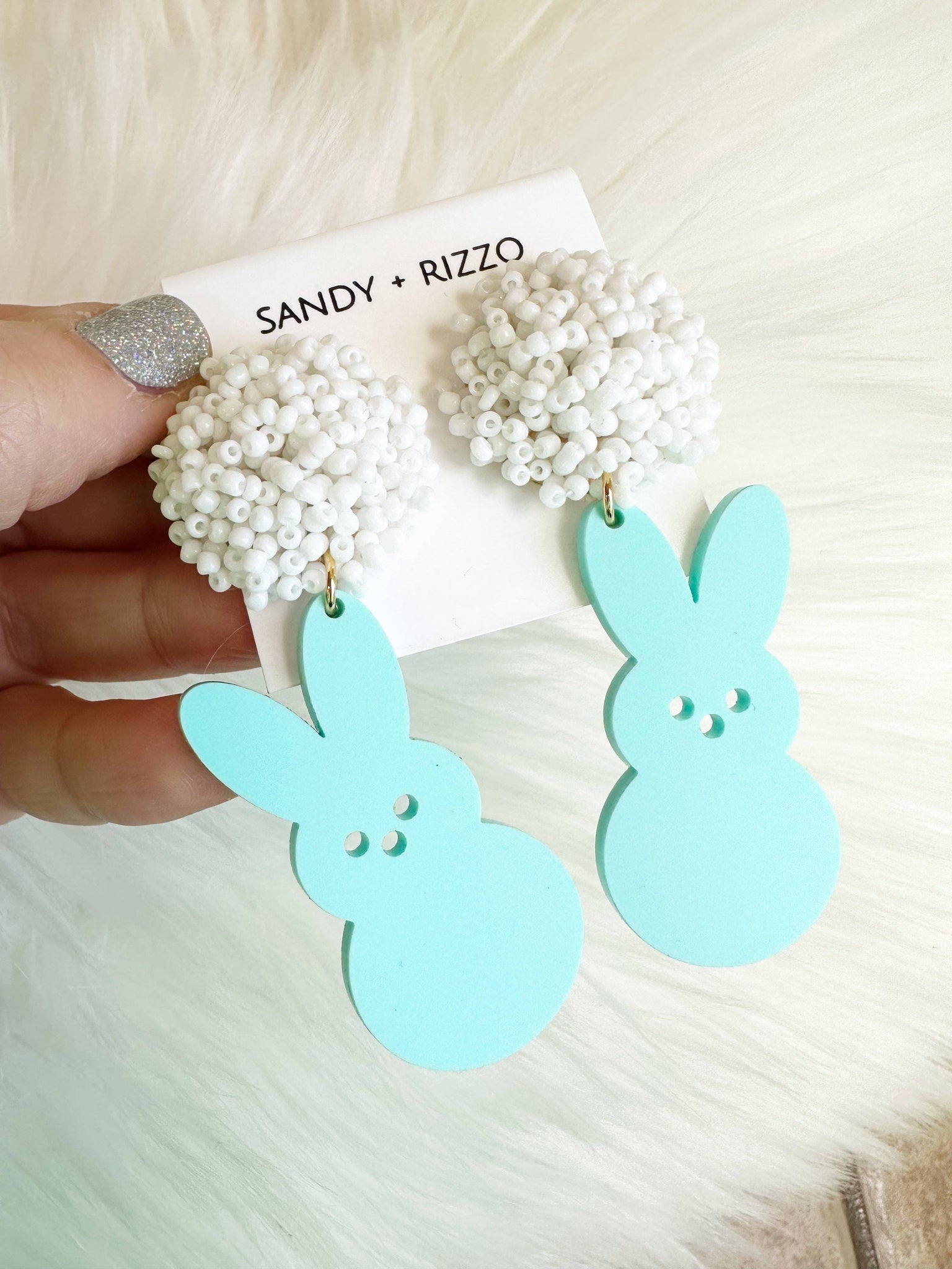Turquoise Peep Bunny Earrings