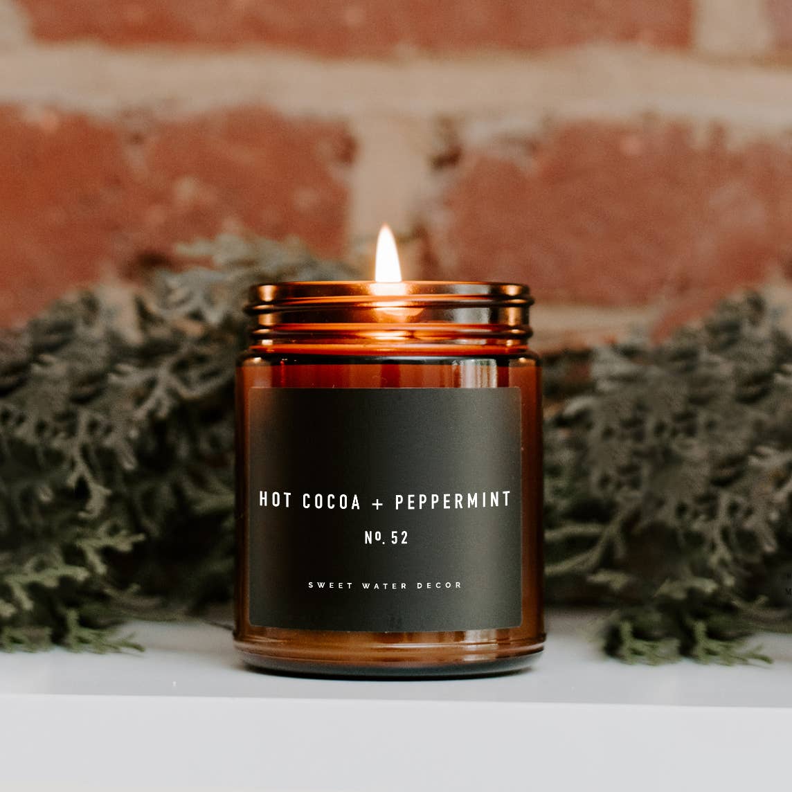 Hot Cocoa + Peppermint Soy Candle | Amber Jar Candle
