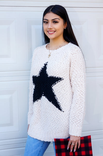 Baby You're A Star Popcorn Knit Sweater- Ivory